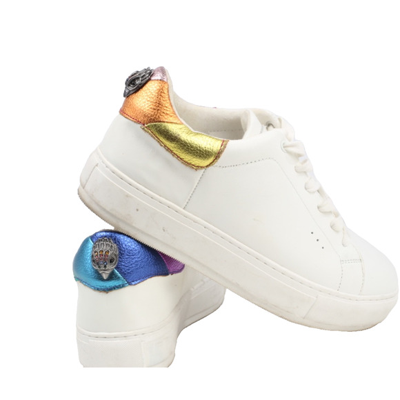 Kurt Geiger London Laney Eagle White Leather Sneakers Size 39 Metallic Rainbow - Picture 1 of 16